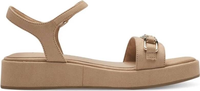 marco tozzi Beige Platte Sandalen voor Vrouwen Beige Dames