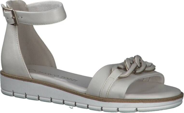 marco tozzi Beige Platte Sandalen voor Vrouwen Gray Dames