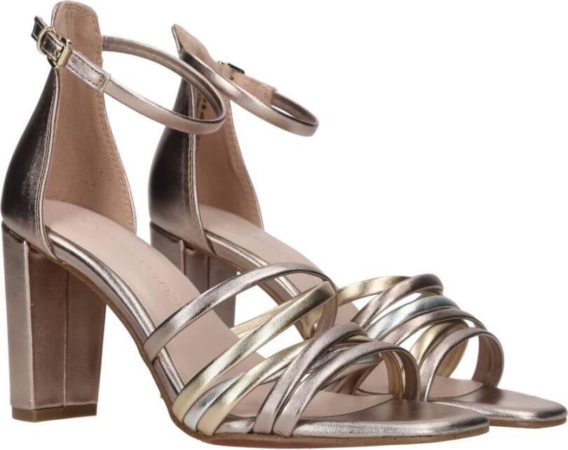 marco tozzi Gouden Synthetische Sandalette met 9cm Hak Gray Dames