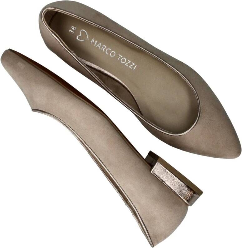 marco tozzi Stijlvolle beige ballerina met metallic detail Beige Dames