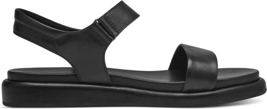 marco tozzi Zwarte platte sandalen voor vrouwen Black Dames