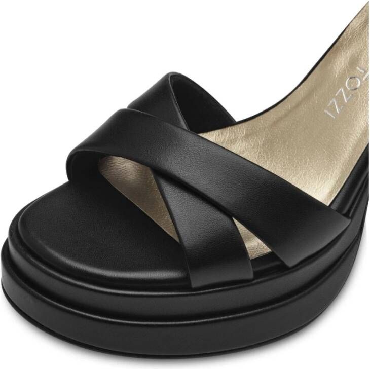 marco tozzi Zwarte platte sandalen voor vrouwen Black Dames