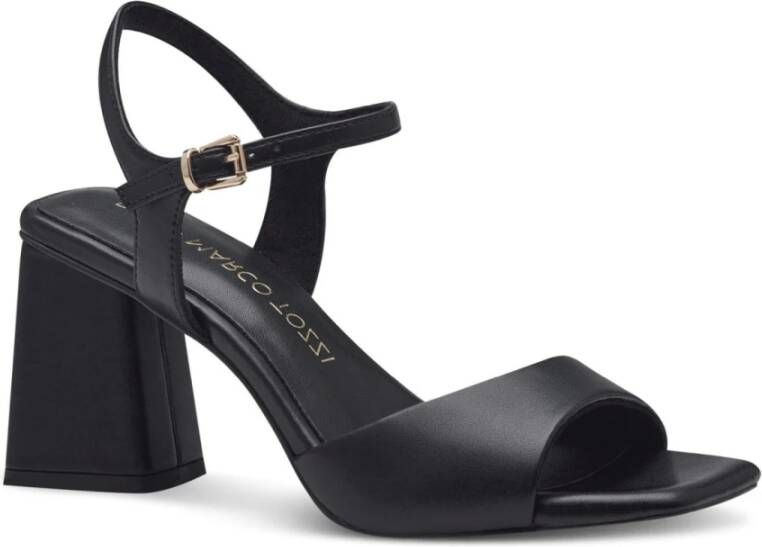 marco tozzi Zwarte platte sandalen voor vrouwen Black Dames