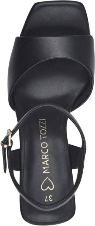 marco tozzi Zwarte platte sandalen voor vrouwen Black Dames