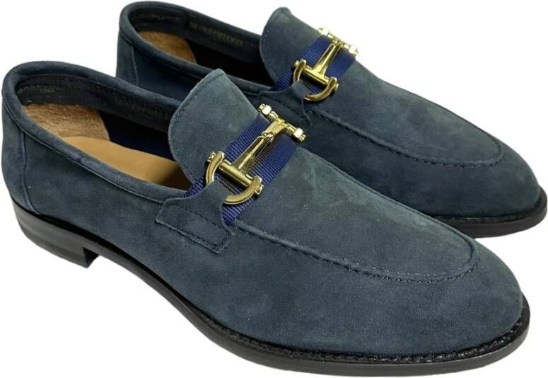 Marechiaro 1962 Blauwe Suède Loafers met Gouden Detail Blue Heren