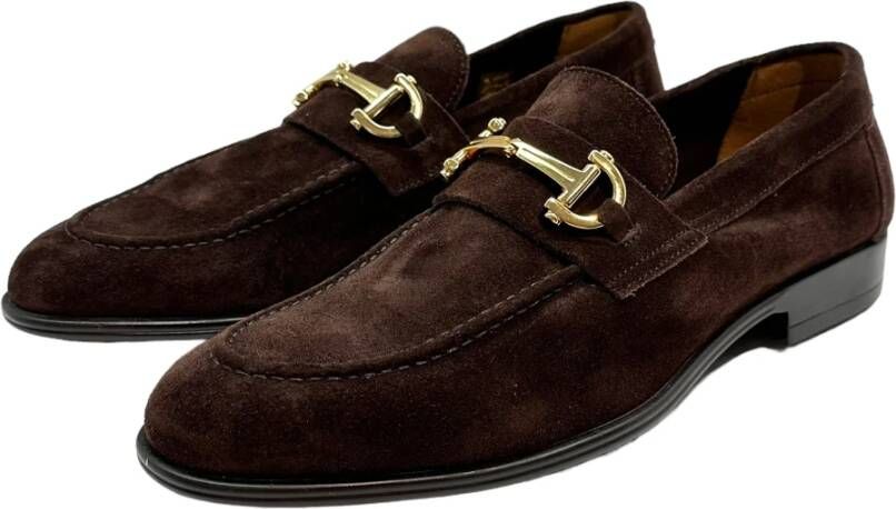 Marechiaro 1962 Suède Loafers met Gouden Details Brown Heren