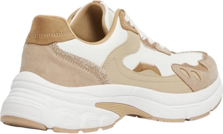 Marella Glitter Color-Block Chunky Sneakers Beige Dames