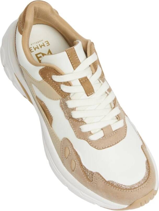 Marella Glitter Color-Block Chunky Sneakers Beige Dames