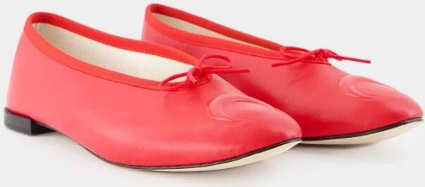 Marine Serre Rode Leren Ballerina's Slip-On Ronde Neus Red Dames