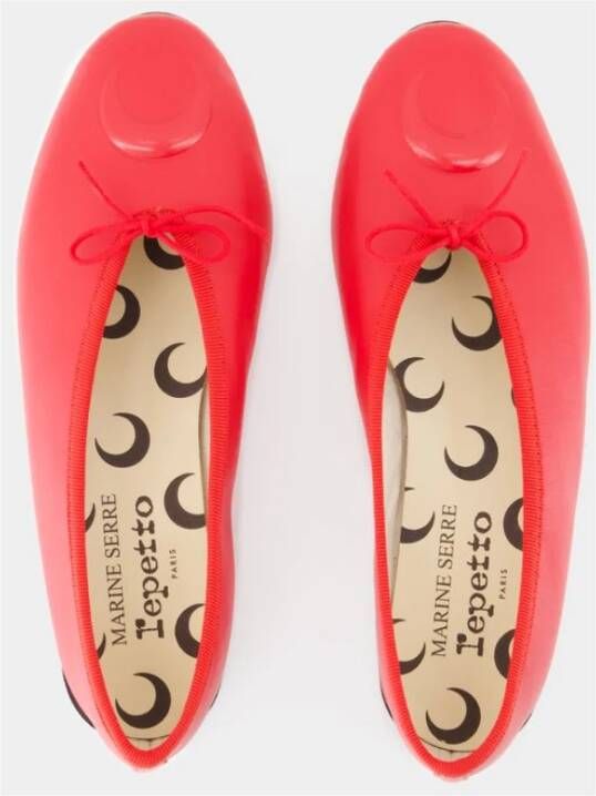 Marine Serre Rode Leren Ballerina's Slip-On Ronde Neus Red Dames