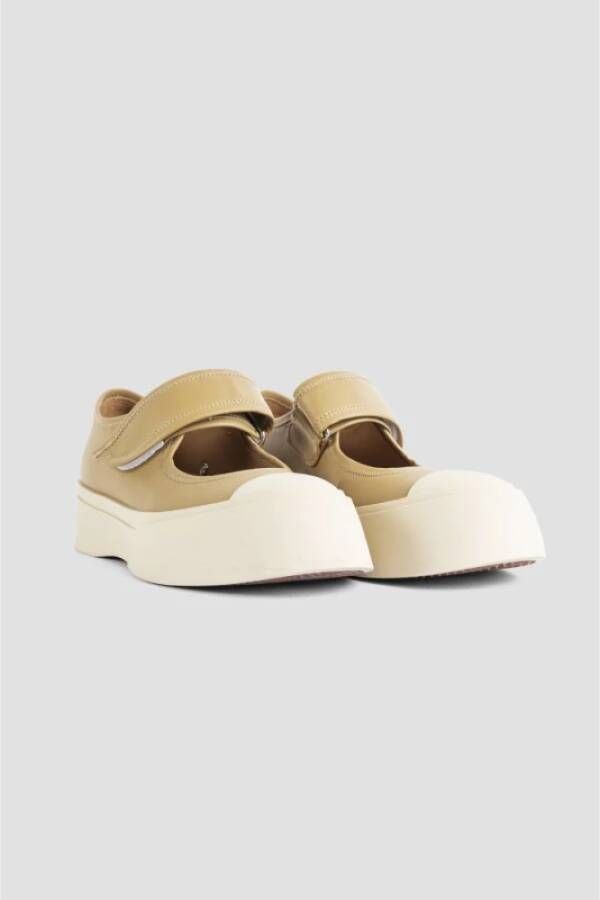 Marni Beige Leren Mary Jane Sneakers Brown Dames