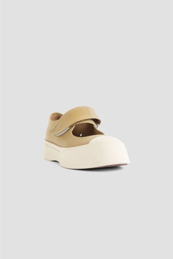 Marni Beige Leren Mary Jane Sneakers Brown Dames