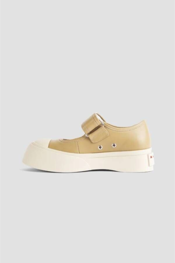 Marni Beige Leren Mary Jane Sneakers Brown Dames