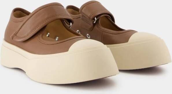 Marni Bruin Leren Mary Jane Sneakers Brown Dames