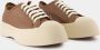 Marni Bruine Leren Sneakers met Contrasterende Details Brown Dames - Thumbnail 9