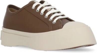 Marni Bruine Leren Sneakers met Contrasterende Details Brown Dames