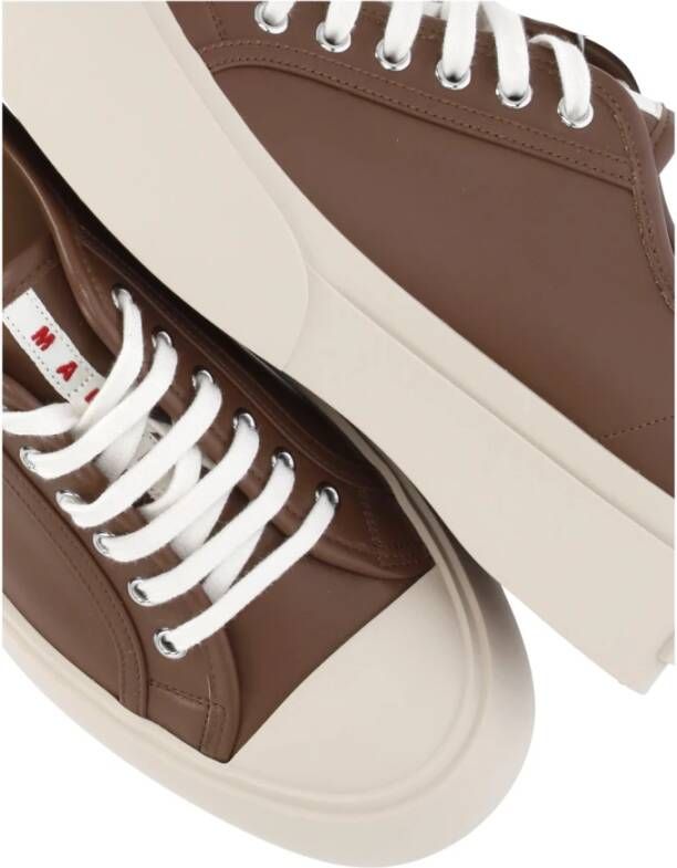 Marni Bruine Leren Sneakers met Contrasterende Details Brown Dames