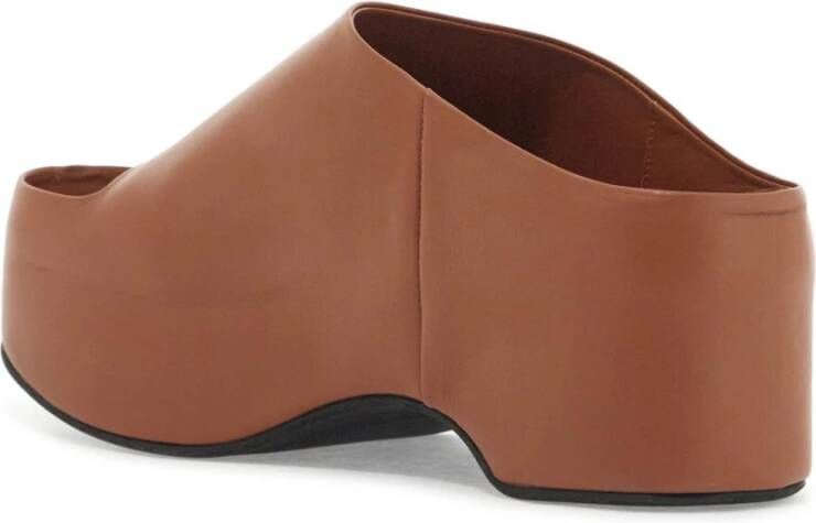 Marni Chunky Clog Sabot met Houten Plateau Brown Dames