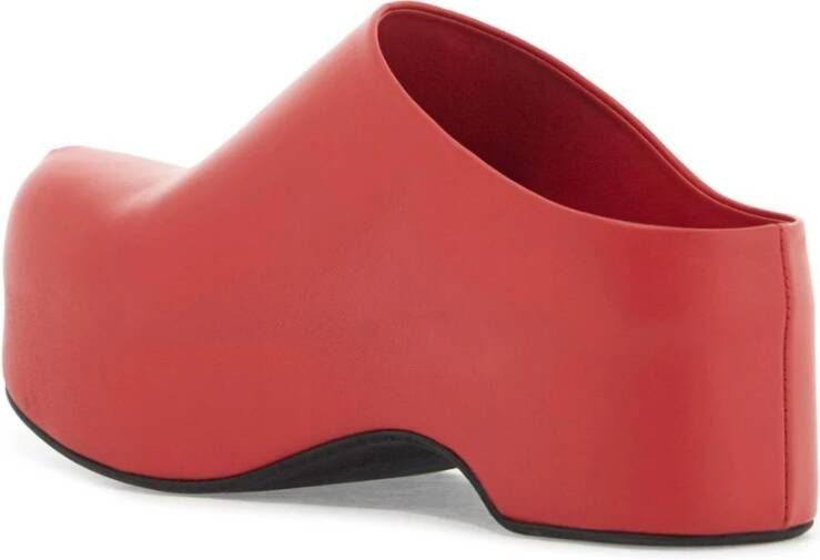 Marni Chunky Clog Sabot met Houten Plateau Red Dames