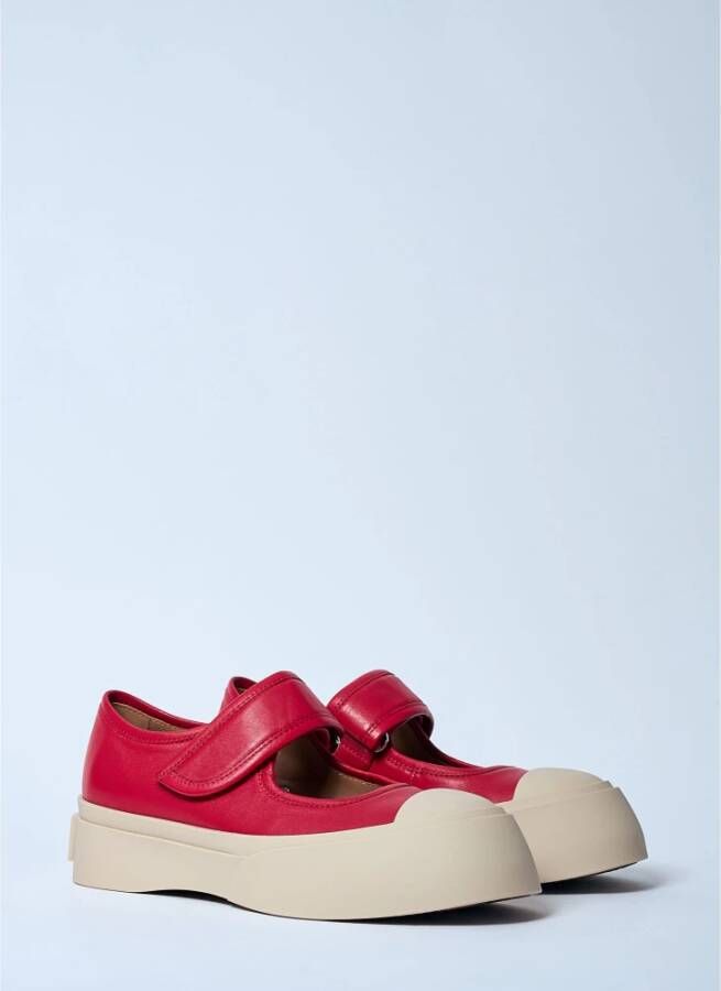 Marni Chunky Sole Leren Schoenen Red Dames