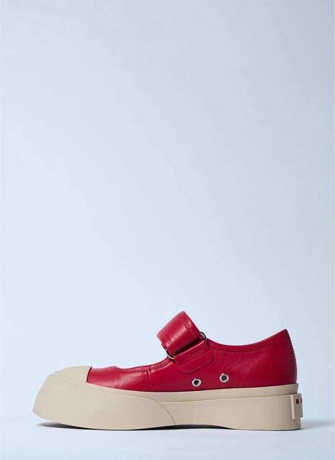 Marni Chunky Sole Leren Schoenen Red Dames