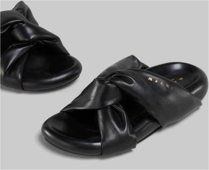 Marni Gedraaide leren bubble sandaal Black Dames