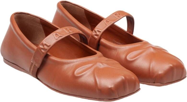 Marni Gestanste Boog Leren Mary Jane Schoenen Brown Dames