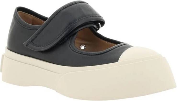 Marni Gestructureerde leren Mary Jane sneakers Black Dames