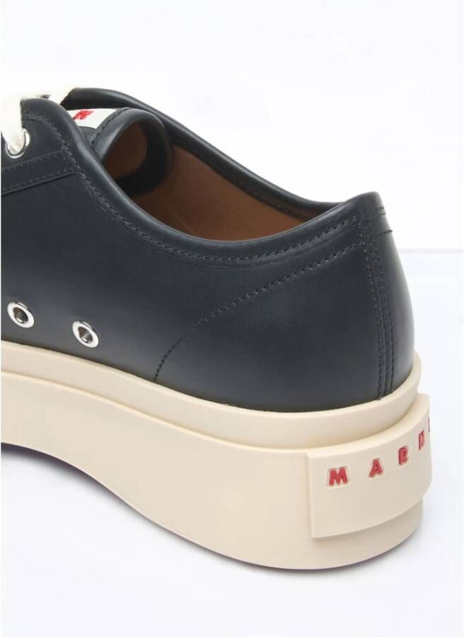 Marni Glanzende Leren Veterschoenen Black Dames