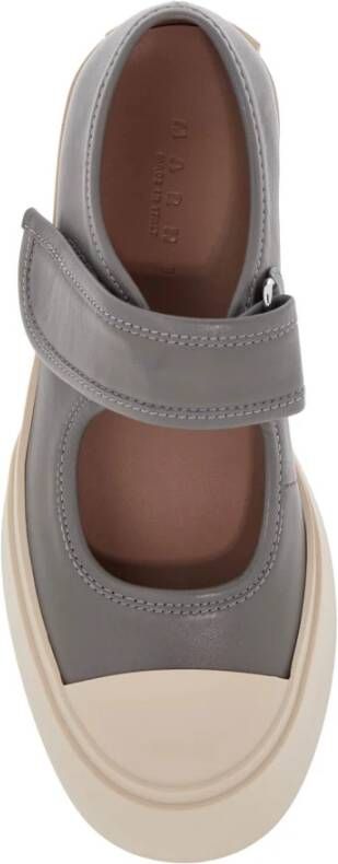 Marni Grijze Leren Sneakers met Klittenbandsluiting Gray Dames