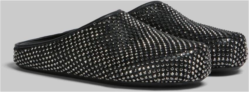 Marni Leren fussbett sabot met strass Black Heren