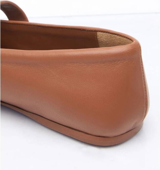 Marni Leren Ballerina Flats met Ingedrukte Strik Brown Dames