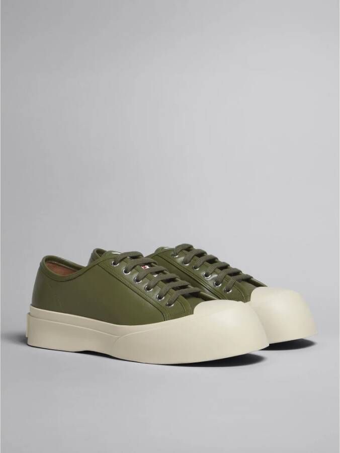 Marni Leren Chunky Sole Sneakers Green Heren