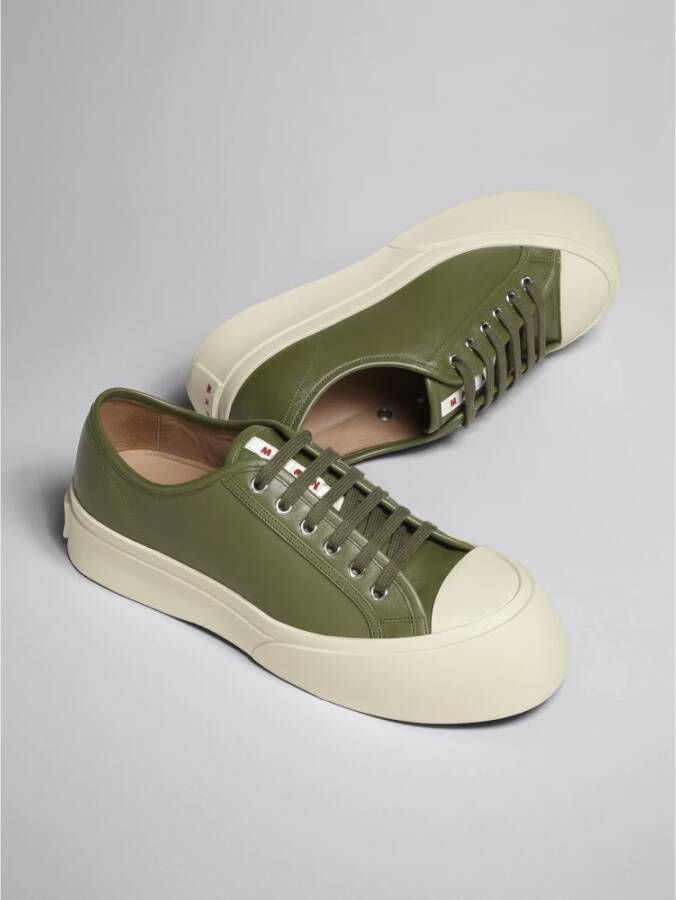 Marni Leren Chunky Sole Sneakers Green Heren