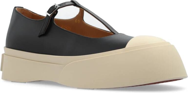 Marni Leren mary jane schoenen Black Dames