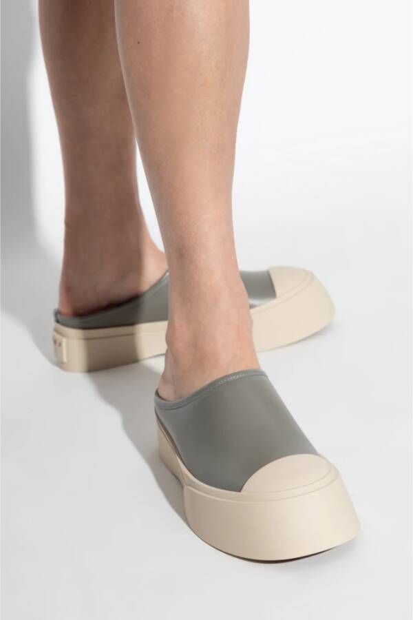 Marni Leren platform slides Gray Dames