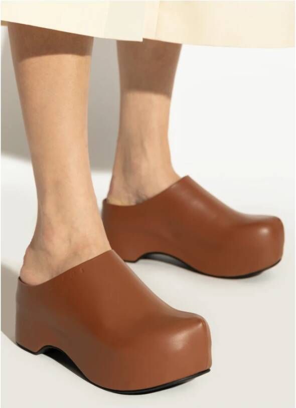 Marni Leren slides Chunky Brown Dames