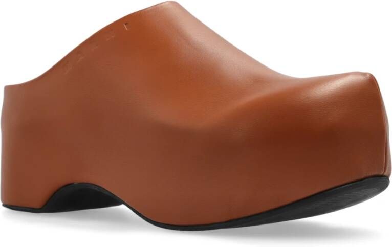 Marni Leren slides Chunky Brown Dames