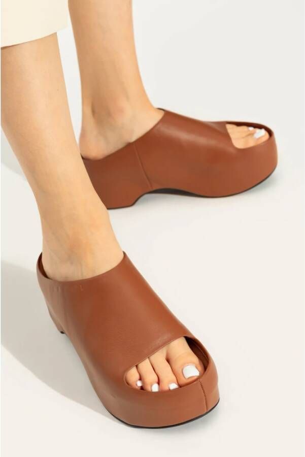 Marni Leren slides Chunky Brown Dames