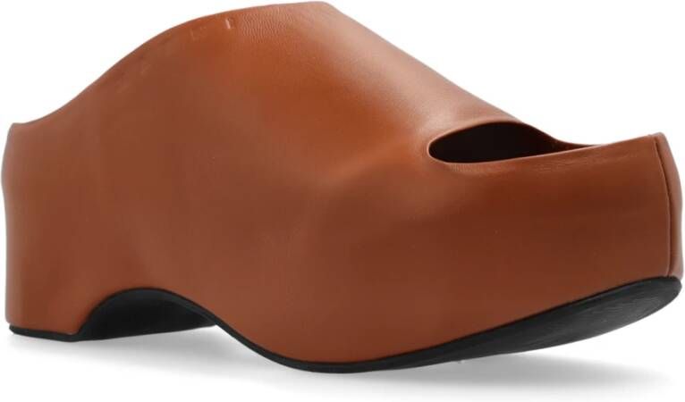 Marni Leren slides Chunky Brown Dames