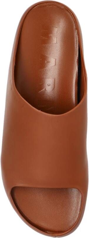 Marni Leren slides Chunky Brown Dames