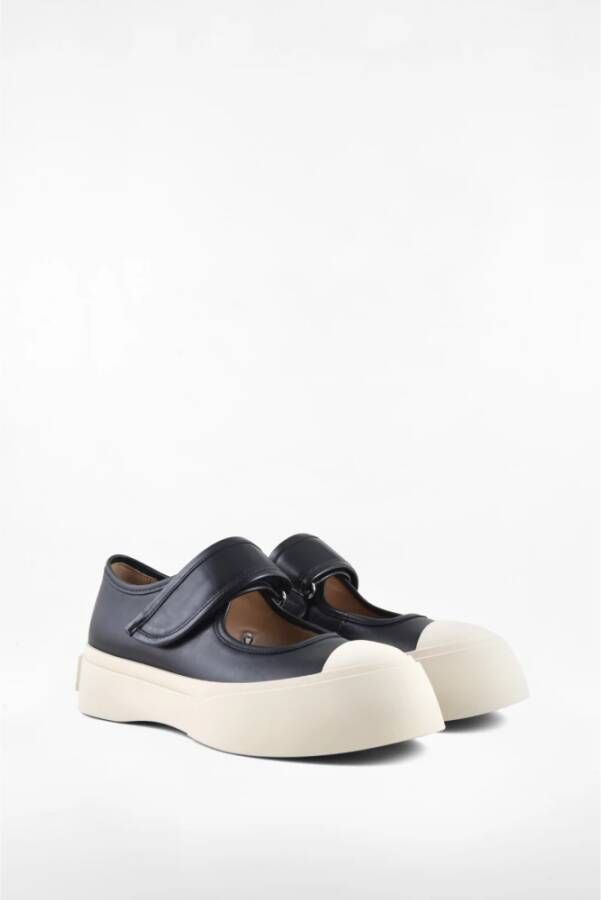 Marni Leren Sneakers met 100% Rubberen Zool Black Dames