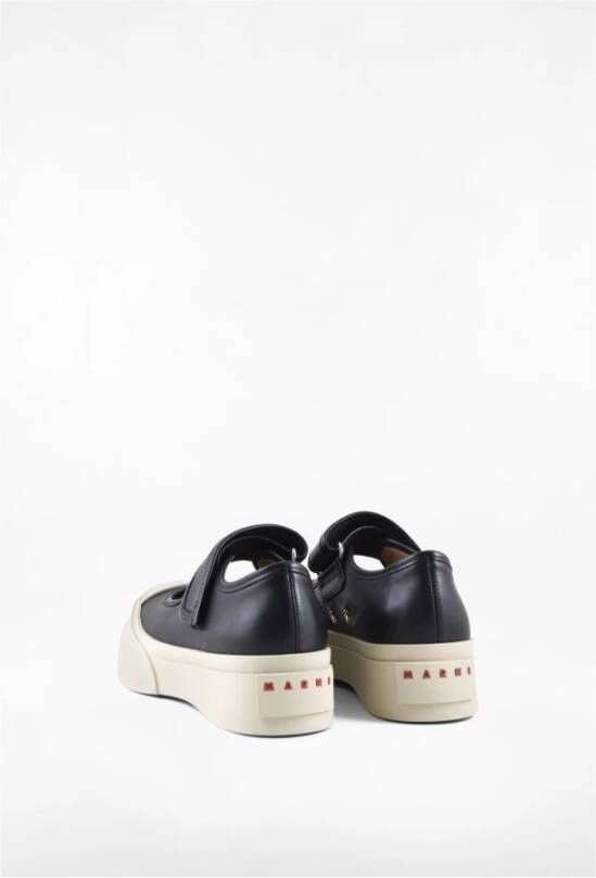 Marni Leren Sneakers met 100% Rubberen Zool Black Dames