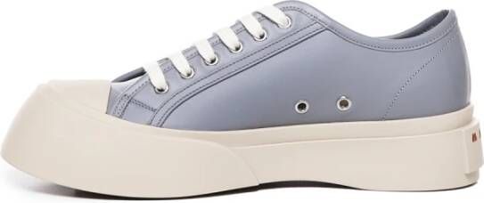 Marni Leren Sneakers met Brede Rubberen Zool Gray Heren