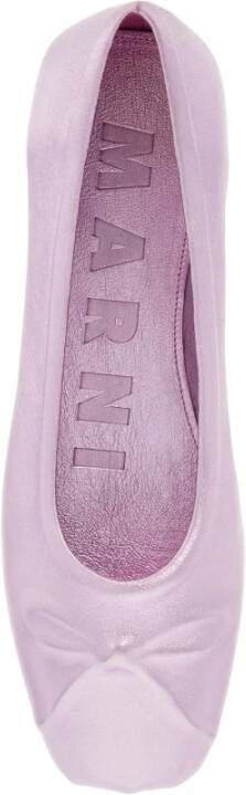 Marni Metallic Leren Bow Ballerina's Pink Dames