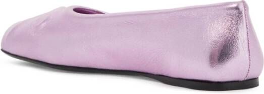 Marni Metallic Leren Bow Ballerina's Pink Dames