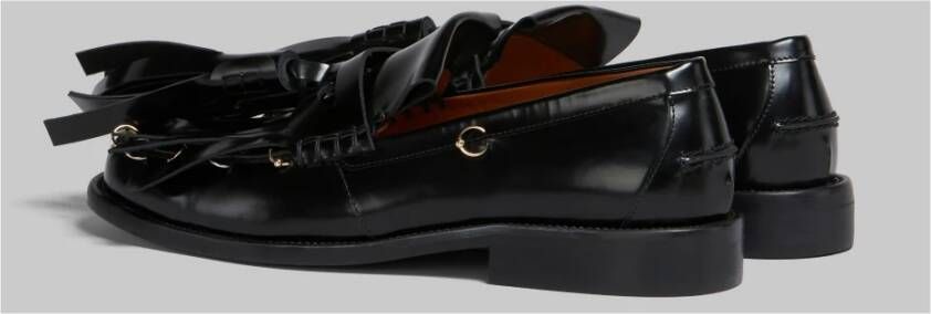 Marni Leren bambi loafer met maxi kwastjes Black Dames