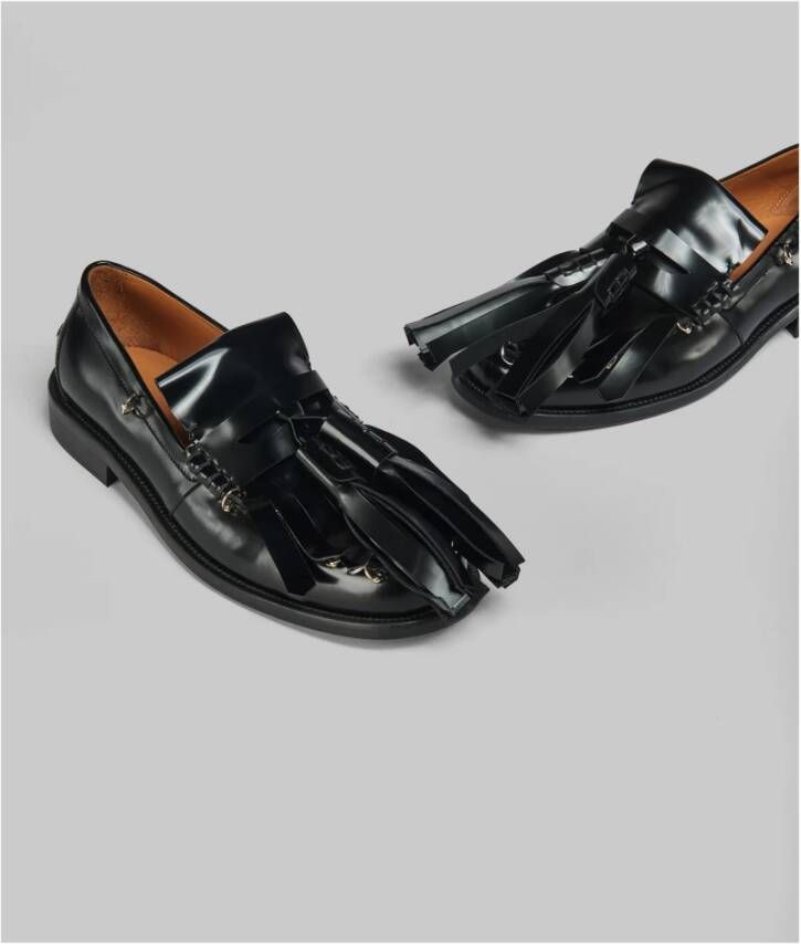 Marni Leren bambi loafer met maxi kwastjes Black Dames