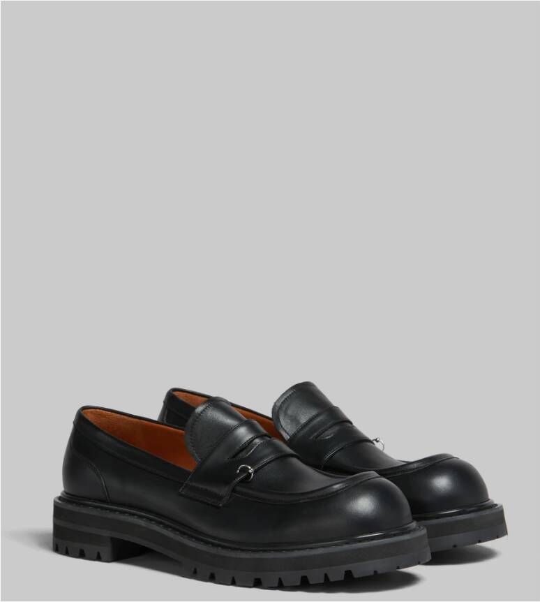 Marni Leren chunky loafer met piercings Black Heren