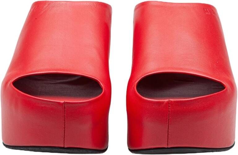 Marni Rode Leren Chunky Klomp Slides Red Dames